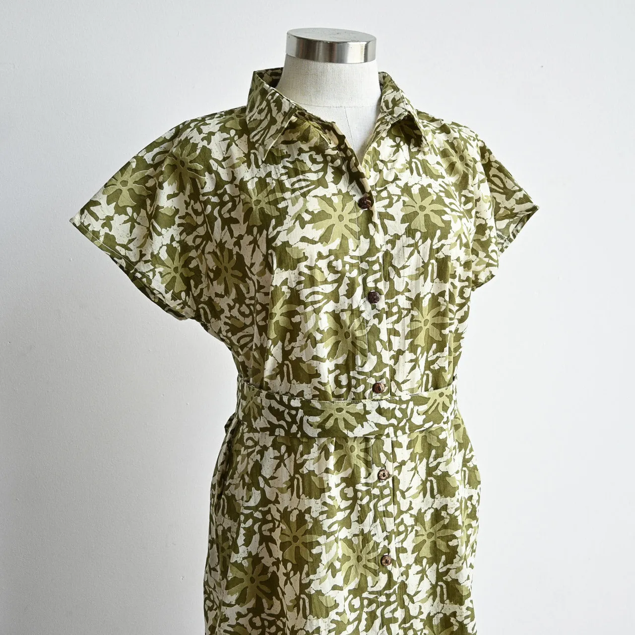 Be My Cotton Shirt Dress by KOBOMO  - Forest Flower