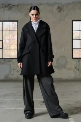 Black 100% sheep wool coat