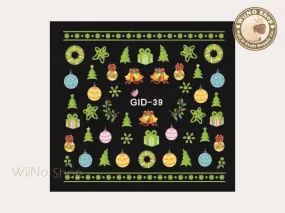 GID-039 Christmas Glow In The Dark Water Slide Nail Art Decals - 1pc