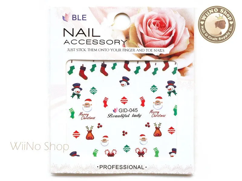 GID-045 Christmas Glow In The Dark Water Slide Nail Art Decals - 1pc
