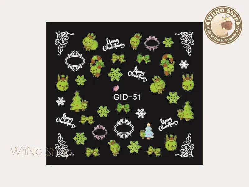 GID-051 Christmas Glow In The Dark Water Slide Nail Art Decals - 1pc