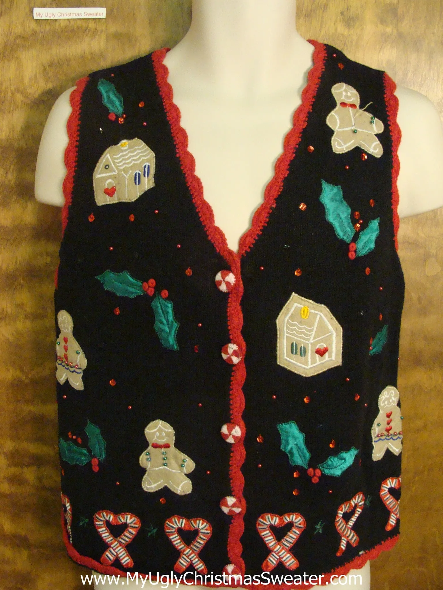 Gingerbread Party Cheesy Christmas Sweater Vest