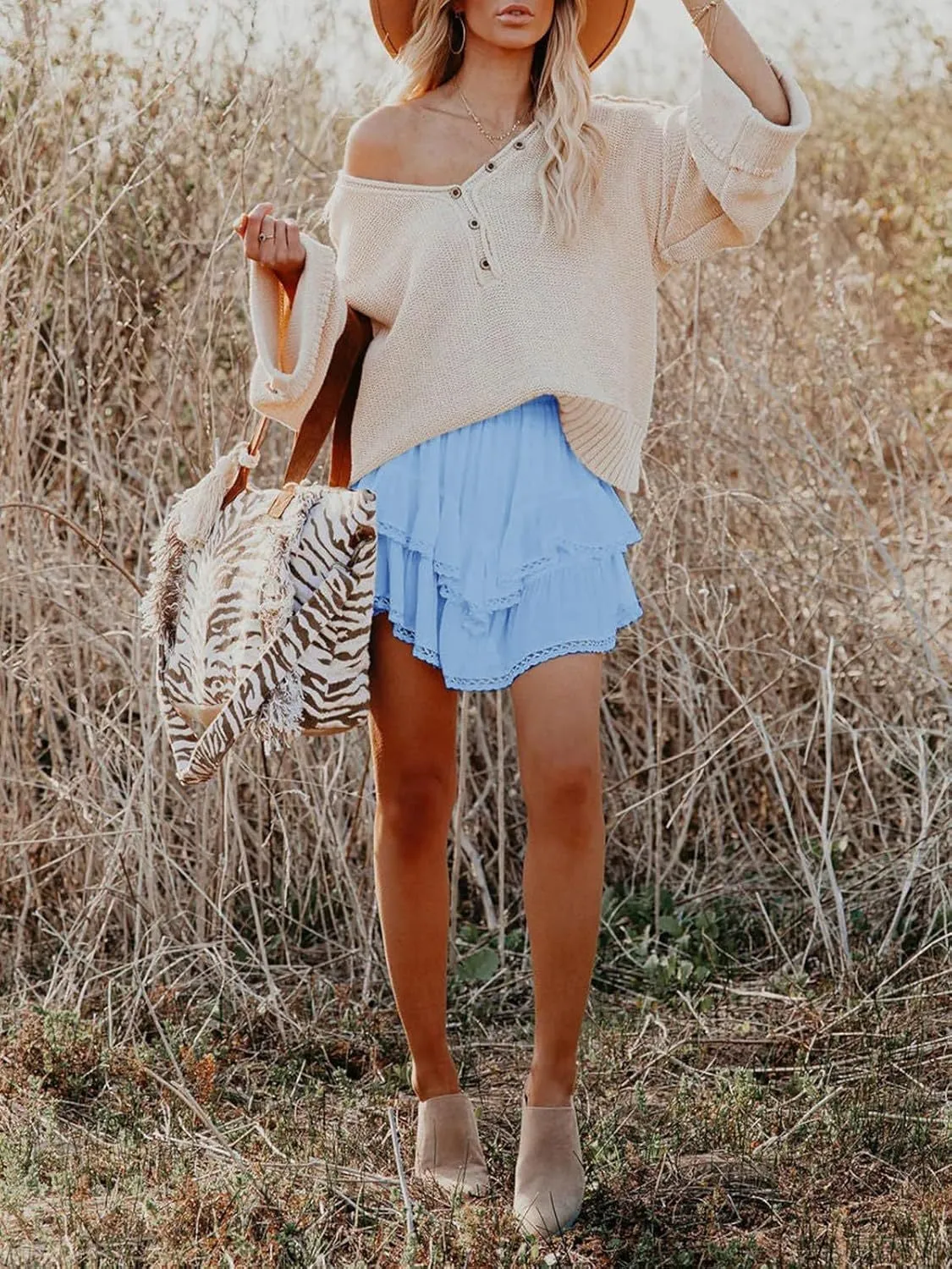 Lace Detail Layered Skirt