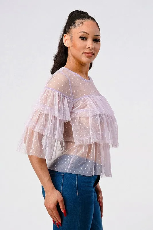 Lavender Layered Sheer Top