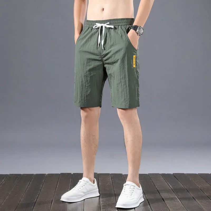 Shorts Men Summer Thin Quick Dry Casual Cropped Pants Straight Minimalist All-Matching Mid-Length Trendy Shorts