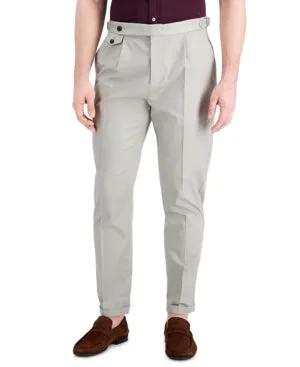 Tasso Elba Mens Beige Pleated Tapered Classic Fit Stretch Pants 32W X 30L